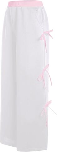 Verdusa Girl's Coquette Bow Wide Leg Legist Perctic Pantic Bantics مع جيوب in Kuwait