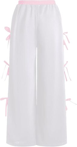 Verdusa Girl's Coquette Bow Wide Leg Legist Perctic Pantic Bantics مع جيوب in Kuwait