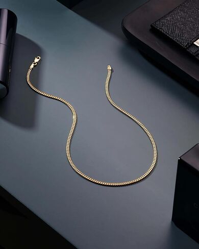 الذهب الإيطالي الصلب 18K على 925 قلادة سلسلة الفضة الاسترليني - سلسلة رابط الكوبي الماس 4 مم للنساء والرجال in Kuwait