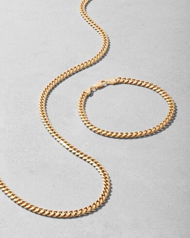 الذهب الإيطالي الصلب 18K على 925 قلادة سلسلة الفضة الاسترليني - سلسلة رابط الكوبي الماس 4 مم للنساء والرجال in Kuwait