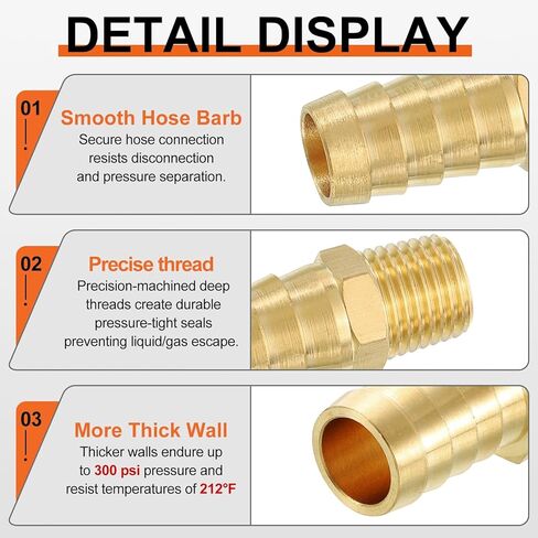 6 حزمة النحاس خرطوم بارب إلى محول الذكور NPT ، 1/2 "Barb x 1/4" NPT ذكر للصناعة ، نقل السيارات ، نقل السوائل ، الحدائق المنزلية ، ومعالجة المياه in Kuwait