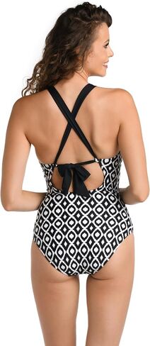 La Blanca Women's One Piece Swimsuit High Neck Tummy Suit Control Conting Suit Base ، Blue // Beyond The Pacific ، 10 in Kuwait