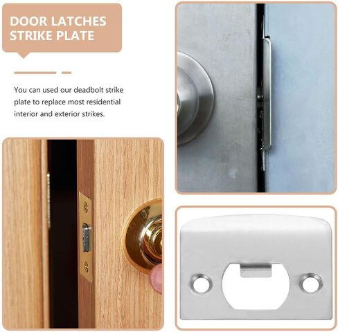 DOITOOL 6PCS Door Strike Plate, Full Lip Round Corner Deadbolt Strike Plate, Sliver Stainless Steel Deadbolt Covers Door Reinforcement Kit in Saudi Arabia