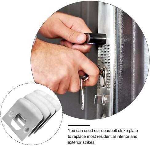 DOITOOL 6PCS Door Strike Plate, Full Lip Round Corner Deadbolt Strike Plate, Sliver Stainless Steel Deadbolt Covers Door Reinforcement Kit in Saudi Arabia