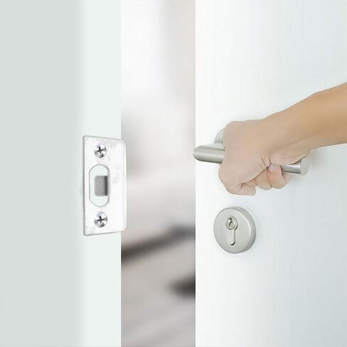DOITOOL 6PCS Door Strike Plate, Full Lip Round Corner Deadbolt Strike Plate, Sliver Stainless Steel Deadbolt Covers Door Reinforcement Kit in Saudi Arabia