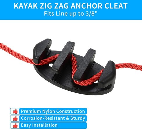 A.I.FORCE Zig Zag Cleat Kit for Kayak, Canoes and Fishing Boats – Durable Black Nylon Anchor Cleats with Stainless Steel Screws, Essential Kayak Accessories, 90mm in Kuwait
