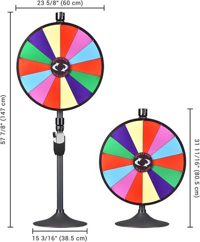 Winspin 24 بوصة الجائزة الثقيلة العجلة مزدوجة الاستخدام على الطاولة القابلة للتعديل وعجلة Fortune Fortune مع علامة محو جاف وممحاة 14 فتحات غزل للعبة الدوار الكرنفال والمعرض التجاري in Kuwait