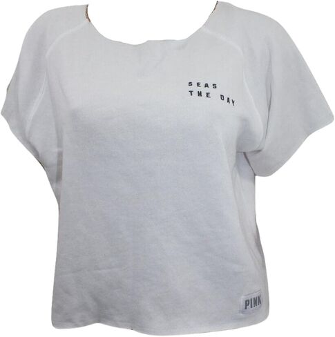 Victoria's Secret Pink Lace Up Crop Crew Soft Fleece Color White Size Small New in Saudi Arabia