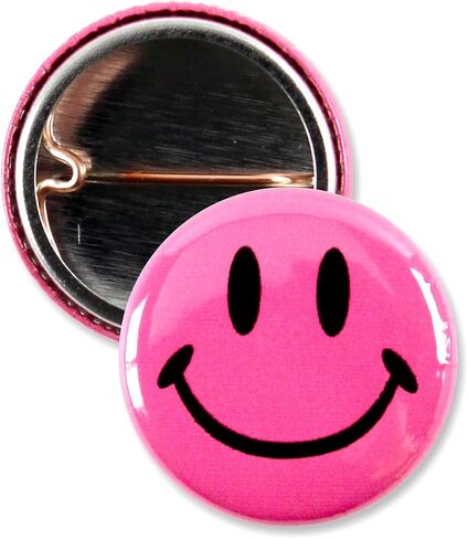 Smiley Face Pinback Buttons – Classic Round Badge, Durable Metal with Secure Pinback, Ideal for Backpacks and Clothing – Emoji Novelty Pins for Parties, Giveaways and Everyday Wear, 1 Inch (25 Pack) in Saudi Arabia