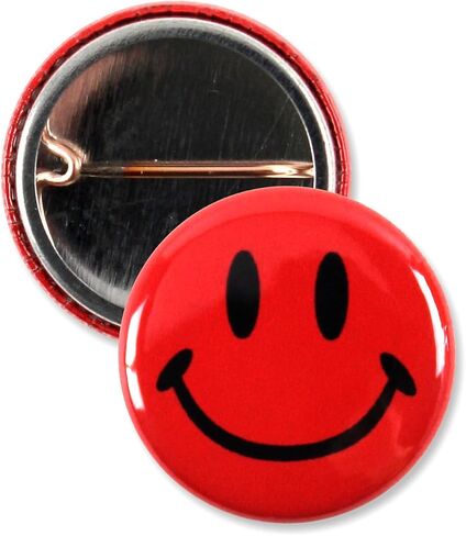 Smiley Face Pinback Buttons – Classic Round Badge, Durable Metal with Secure Pinback, Ideal for Backpacks and Clothing – Emoji Novelty Pins for Parties, Giveaways and Everyday Wear, 1 Inch (25 Pack) in Saudi Arabia