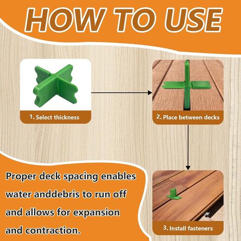 10 Pcs Deck Spacer Tool, 4 Thickness Deck Spacers1/16", 1/8", 3/16", 1/4", Durable ABS Plastic Deck Board Jig Spacers Clamp for Pressure Treated Composite Decking - Green in Saudi Arabia