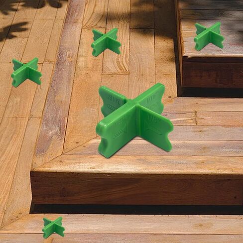 10 Pcs Deck Spacer Tool, 4 Thickness Deck Spacers1/16", 1/8", 3/16", 1/4", Durable ABS Plastic Deck Board Jig Spacers Clamp for Pressure Treated Composite Decking - Green in Saudi Arabia