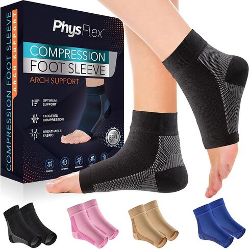 Compression Socks for Plantar Fasciitis, Achilles Tendonitis Relief - (1 Pair) Ankle Compression Sleeve for Heel Spurs, Foot Swelling & Fatigue - Arch Support Brace for Everyday Use in Saudi Arabia