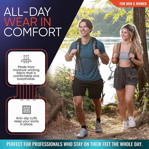 Compression Socks for Plantar Fasciitis, Achilles Tendonitis Relief - (1 Pair) Ankle Compression Sleeve for Heel Spurs, Foot Swelling & Fatigue - Arch Support Brace for Everyday Use in Saudi Arabia