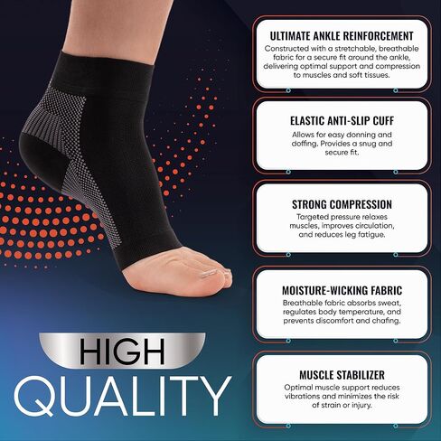 Compression Socks for Plantar Fasciitis, Achilles Tendonitis Relief - (1 Pair) Ankle Compression Sleeve for Heel Spurs, Foot Swelling & Fatigue - Arch Support Brace for Everyday Use in Saudi Arabia