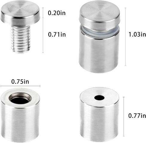 Standoff Screws for Acrylic 1/2 x 3/4 inch Stainless Steel Wall Sign Silver Standoff Mounting Hardware 20 Pack in Saudi Arabia