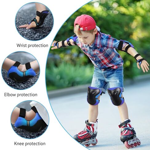 منصات الركبة والكوع القابلة للتعديل مع حراس الرسغ للأعمار 3-6-معدات وقائية للتزلج ، ركوب الدراجات ، التزلج على الدوارة ، سكوتر ، BMX ، التزلج المضمّن in Kuwait