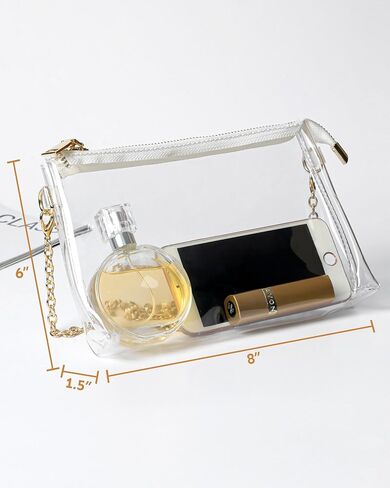 Lorbro Clear Purse for Women Stadium Approved, Clear Crossbody Shoulder Bag, Semi PU Crafted Material Chain Strap Transparent Bags for Concerts, Sports Event, Party in Saudi Arabia