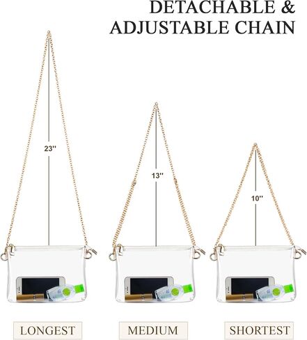 Lorbro Clear Purse for Women Stadium Approved, Clear Crossbody Shoulder Bag, Semi PU Crafted Material Chain Strap Transparent Bags for Concerts, Sports Event, Party in Saudi Arabia