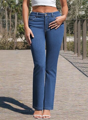 Pink Queen Women Bootcut Stretchy Jeans High Waisted Curvy Fit Trouser Pant in Saudi Arabia