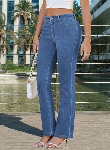 Pink Queen Women Bootcut Stretchy Jeans High Waisted Curvy Fit Trouser Pant in Saudi Arabia