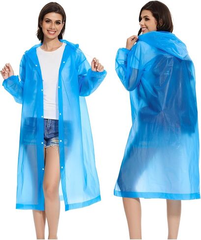 Rain Ponchos for Adults Women Men Reusable ，2 Pack EVA Raincoats，Portable Packable Rain Jackets with Drawstring Hood in Saudi Arabia
