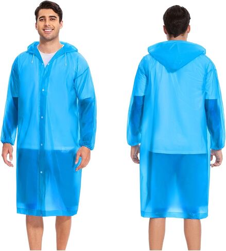 Rain Ponchos for Adults Women Men Reusable ，2 Pack EVA Raincoats，Portable Packable Rain Jackets with Drawstring Hood in Saudi Arabia