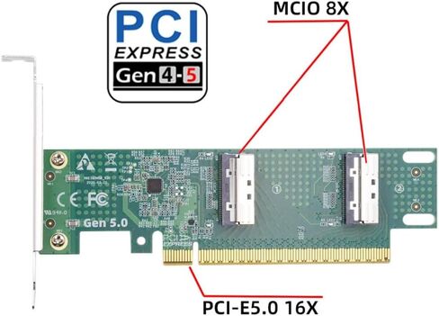NFHK PCIE5.0 PCI-Express 8x إلى MCIO 8I MINI COOL EDGE IO SFF-TA-1016 VROC ADAPTER لبطاقة رسومات SSD MAINBOARD in Saudi Arabia