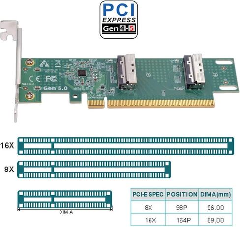 NFHK PCIE5.0 PCI-Express 8x إلى MCIO 8I MINI COOL EDGE IO SFF-TA-1016 VROC ADAPTER لبطاقة رسومات SSD MAINBOARD in Saudi Arabia