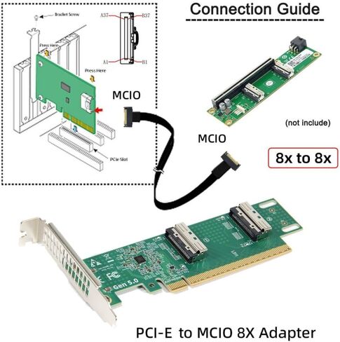 NFHK PCIE5.0 PCI-Express 8x إلى MCIO 8I MINI COOL EDGE IO SFF-TA-1016 VROC ADAPTER لبطاقة رسومات SSD MAINBOARD in Saudi Arabia