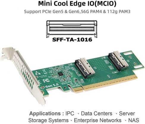 NFHK PCIE5.0 PCI-Express 8x إلى MCIO 8I MINI COOL EDGE IO SFF-TA-1016 VROC ADAPTER لبطاقة رسومات SSD MAINBOARD in Saudi Arabia