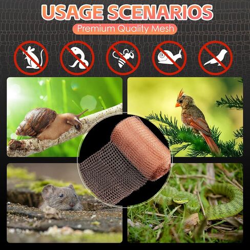 Copper Mesh Rodent Control Kit - 5 in x 35 ft Copper Mesh Roll, Rust Proof Rodent Proof Wire Mesh, DIY Mice Defensive Mesh for Pest Bat Bird Snail and Rodent Control in Saudi Arabia