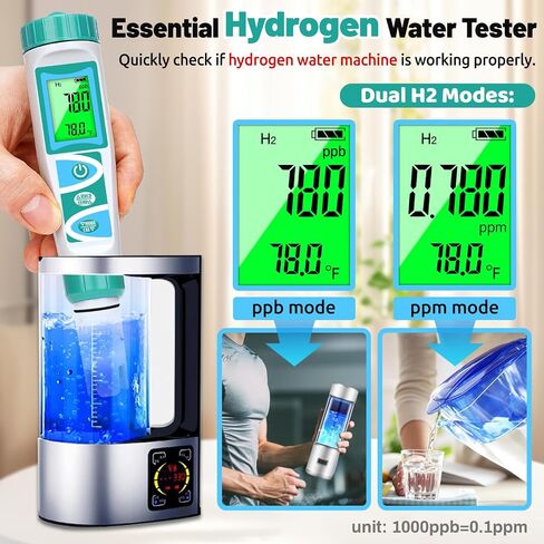 pH H2 Tester for Hydrogen Water Bottle TDS ORP Meter for Testing Drinking Water PPM EC Meter for Water Hydroponics 6 in 1 pH H2 ORP TDS EC Temp Meter for Pool, Kombucha, Brewing in Saudi Arabia