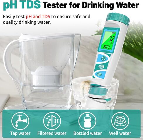 pH H2 Tester for Hydrogen Water Bottle TDS ORP Meter for Testing Drinking Water PPM EC Meter for Water Hydroponics 6 in 1 pH H2 ORP TDS EC Temp Meter for Pool, Kombucha, Brewing in Saudi Arabia