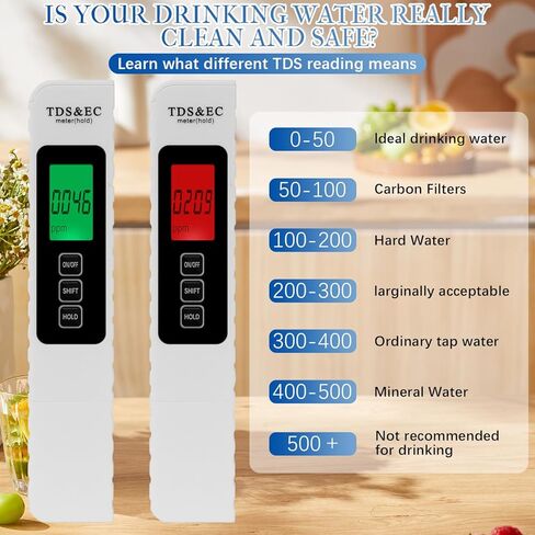 4 في 1 اختبار جودة المياه الرقمية ، 2025 Newtds/EC/درجة الحرارة （° C/° F） متر ، 0-9990 جزء في المليون ، اختبار المياه لمياه الشرب RO/DI Aquarium in Kuwait