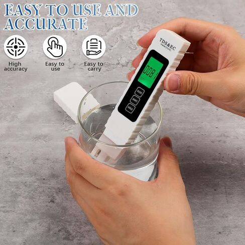 4 في 1 اختبار جودة المياه الرقمية ، 2025 Newtds/EC/درجة الحرارة （° C/° F） متر ، 0-9990 جزء في المليون ، اختبار المياه لمياه الشرب RO/DI Aquarium in Kuwait