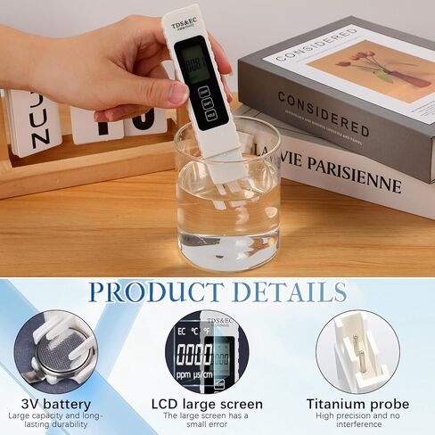 4 في 1 اختبار جودة المياه الرقمية ، 2025 Newtds/EC/درجة الحرارة （° C/° F） متر ، 0-9990 جزء في المليون ، اختبار المياه لمياه الشرب RO/DI Aquarium in Kuwait