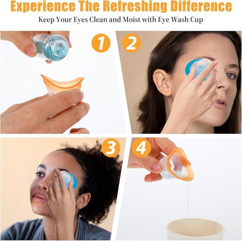 2pcs Eye Wash Cup Eye Wash Bath Kit Silicone Eyes Cleansing Cup for Eyes Rinse Portable eye Care Tool Cleaner for Quick Effective SoothingTired eyes Refresh Clean Dust Makeup Irritants in Kuwait