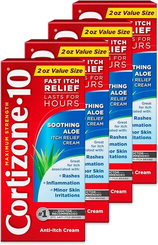 Cortizone 10 أقصى قوة مهدئة الصلب المضاد للورتي ، 1 ٪ من الهيدروكورتيزون ، 2 أوقية. 4 حزمة in Kuwait