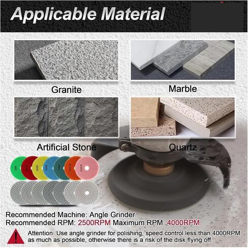ZVHZQEMMT 4inch 6pcs Diamond Polishing Pad 100mm Wet Sanding Disc for Polishing Granite Marble Quartz Grit 50-3000 Lucky(Grit 3000) in Saudi Arabia
