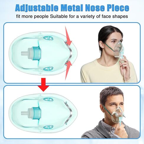 Geiserailie 2 Pack XL Oxygen Mask with 6.6 Ft Tubing and Adjustable Elastic Strap, Adult Oxygen Mask with Tubing, Oxygen Masks for Face Adult in Kuwait