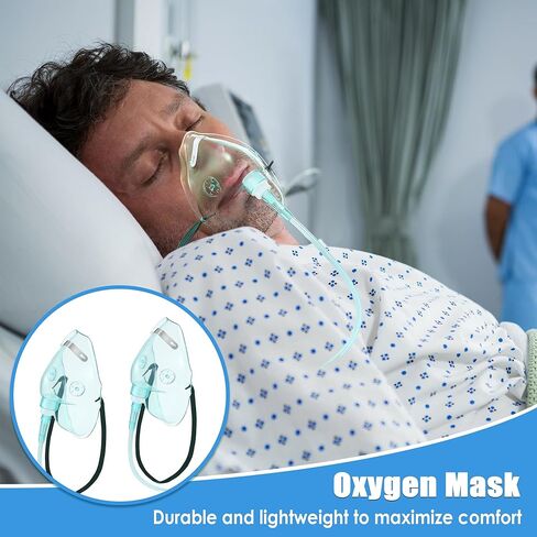 Geiserailie 2 Pack XL Oxygen Mask with 6.6 Ft Tubing and Adjustable Elastic Strap, Adult Oxygen Mask with Tubing, Oxygen Masks for Face Adult in Kuwait