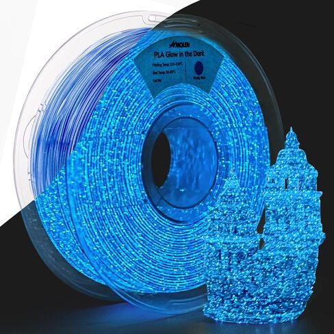 خيوط طابعة Amolen 3D PLA ، توهج 1.75 مم في خيوط PLA الأزرق اللامعة الداكنة للطباعة ثلاثية الأبعاد ، أفضل مع مصابيح الأشعة فوق البنفسجية ، بكرة 1 كجم (2.2 رطل) ، دقة الأبعاد +/- 0.02 ملم ، تناسب معظم الطابعات ثلاثية الأبعاد in Kuwait
