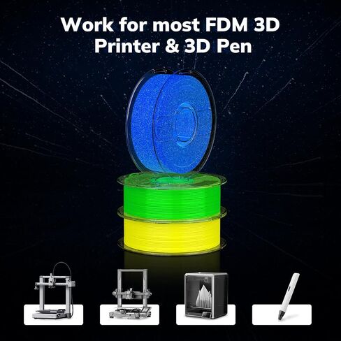 خيوط طابعة Amolen 3D PLA ، توهج 1.75 مم في خيوط PLA الأزرق اللامعة الداكنة للطباعة ثلاثية الأبعاد ، أفضل مع مصابيح الأشعة فوق البنفسجية ، بكرة 1 كجم (2.2 رطل) ، دقة الأبعاد +/- 0.02 ملم ، تناسب معظم الطابعات ثلاثية الأبعاد in Kuwait