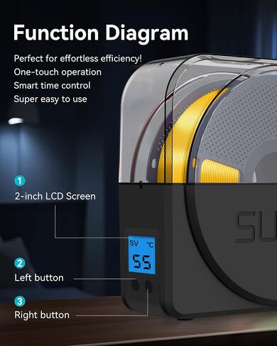 SUNLU Filament Dryer Box for 3D Printer Filament, S1 Plus Filament Dehydrator with Fan Design, Filament Storage can Keep 1.75 2.85 3.00mm PLA PETG ABS Filament Dry During 3D Printing (Black) in Saudi Arabia