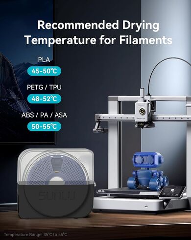 SUNLU Filament Dryer Box for 3D Printer Filament, S1 Plus Filament Dehydrator with Fan Design, Filament Storage can Keep 1.75 2.85 3.00mm PLA PETG ABS Filament Dry During 3D Printing (Black) in Saudi Arabia