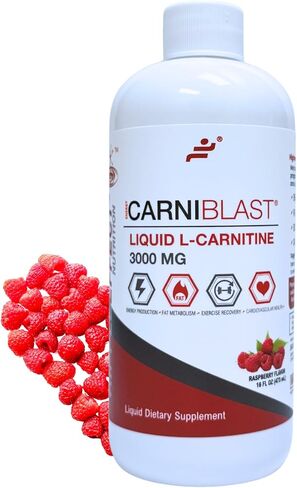 Carniblast Liquid L-Carnitine 3000mg ، Premium L Carnitine Carnipure ، التغذية الرياضية ، مكملات الطاقة ، معززة الطاقة ، Peach Mango 16 Fl Oz in Kuwait