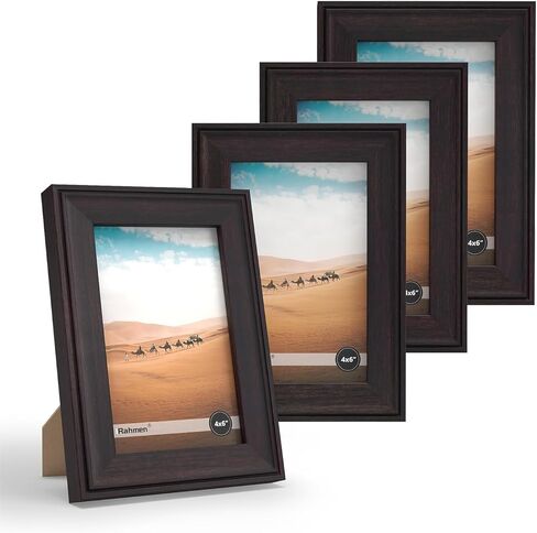 8x10 Picture Frame Set of 4, Brown Rustic Vintage Photo Frame with Real Glass, 8 x 10 Frames for Wall Mount and Tabletop Display in Kuwait