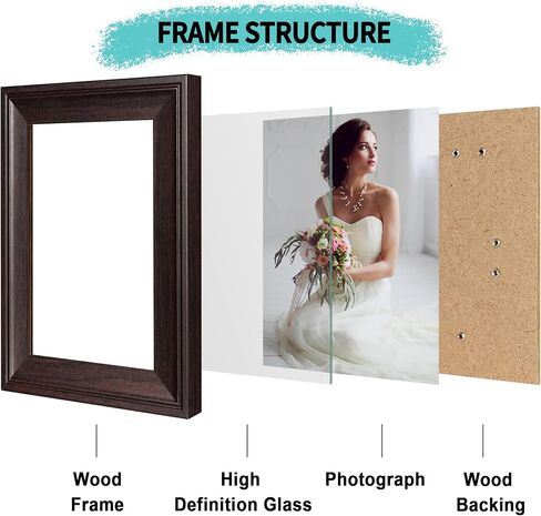 8x10 Picture Frame Set of 4, Brown Rustic Vintage Photo Frame with Real Glass, 8 x 10 Frames for Wall Mount and Tabletop Display in Kuwait