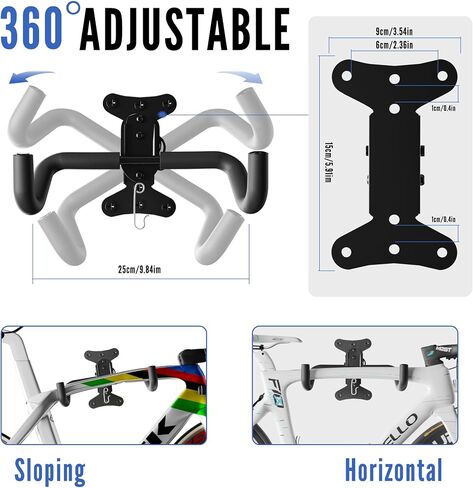 Bike Wall Mount Hanger - Adjustable Horizontal Bicycle Storage Rack for Garage and Home - Metal Hook Holder for Road, Mountain, and Hybrid Bikes in Saudi Arabia